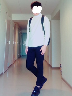 「GLOBAL WORK（グローバルワーク）のTRAILBACKPACK/566710 （バックパック/リュック、ブラック系）」を使った、タクマさん（メンズ）の秋コーディネート