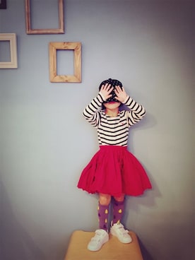 「ロングTシャツ」｜フェリシモキッズさん（キッズ・100cm）の冬コーディネート