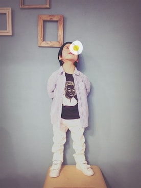 「アイテム（シャツ/ブラウス）」を使った、フェリシモキッズさん（キッズ・100cm）の冬コーディネート