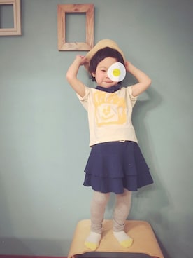 「アイテム（スカート）」を使った、フェリシモキッズさん（キッズ・100cm）の春コーディネート