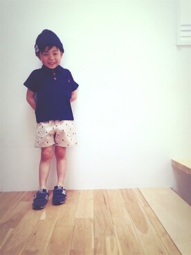 「アイテム（キャップ）」を使った、フェリシモキッズさん（キッズ・100cm）の春コーディネート