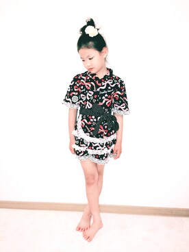 「フェリシモキッズ（フェリシモキッズ）のアイテム（浴衣）」を使った、フェリシモキッズさん（キッズ・120cm）の夏コーディネート