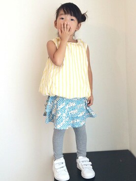 「アイテム（スカート）」を使った、フェリシモキッズさん（キッズ・110cm）の秋コーディネート