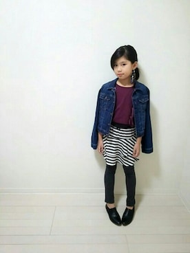 「アイテム（スカート）」を使った、フェリシモキッズさん（キッズ・131cm）の秋コーディネート