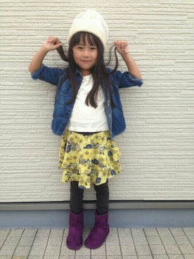 「アイテム（スカート）」を使った、フェリシモキッズさん（キッズ・160cm）の秋コーディネート