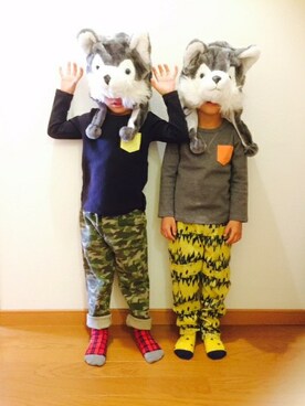 「フェリシモキッズ（フェリシモキッズ）のアイテム（パンツ）」を使った、フェリシモキッズさん（キッズ・98cm）の冬コーディネート