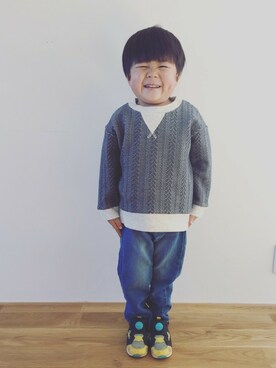 「フェリシモキッズ（フェリシモキッズ）のアイテム（パンツ）」を使った、フェリシモキッズさん（キッズ・100cm）の冬コーディネート
