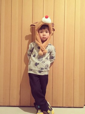 「フェリシモキッズ（フェリシモキッズ）のアイテム（パンツ）」を使った、フェリシモキッズさん（キッズ・100cm）の冬コーディネート