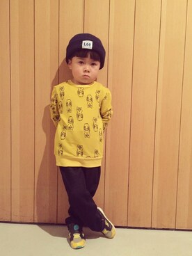 「フェリシモキッズ（フェリシモキッズ）のアイテム（パンツ）」を使った、フェリシモキッズさん（キッズ・100cm）の冬コーディネート