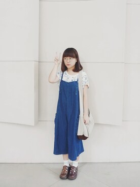 「アイテム（つなぎ/オールインワン）」を使った、のぼるさん（レディース・150cm・20代）の春コーディネート