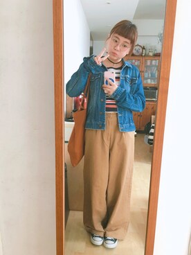 「POOL（プール）のアイテム（バッグ）」を使った、のぼるさん（レディース・150cm）の秋コーディネート