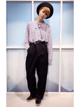 「ボウタイ」｜「アイテム（ハンチング/ベレー帽）」を使った、DING_officialさん（レディース・160cm）の秋コーディネート