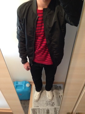 「adidas originals」｜「アイテム（スタジャン）」を使った、sotaさん（メンズ・168cm）の冬コーディネート