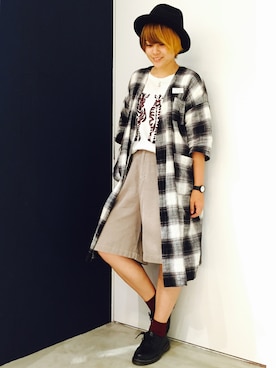「DOUBLE NAME（ダブルネーム）のアイテム（その他アウター）」を使った、ゆいがはまさん（レディース・165cm）の秋コーディネート