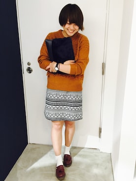 「アイテム（クラッチバッグ）」を使った、ゆいがはまさん（レディース・165cm）の秋コーディネート