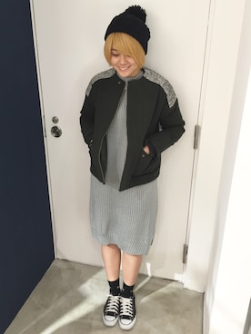 「DOUBLE NAME（ダブルネーム）のアイテム（ブルゾン）」を使った、ゆいがはまさん（レディース・165cm）の秋コーディネート