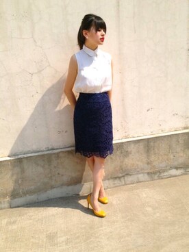 「AAのアイテム（トップス）」を使った、eggさん（レディース・163cm）の春コーディネート