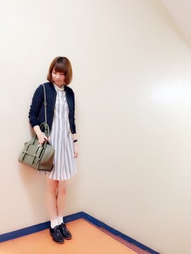 「シャツワンピ」｜「アイテム（スタジャン）」を使った、shokoさん（レディース・165cm）の冬コーディネート