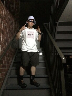 「HUF（ハフ）のアイテム（アナログ腕時計）」を使った、takaさん（メンズ・167cm）の夏コーディネート