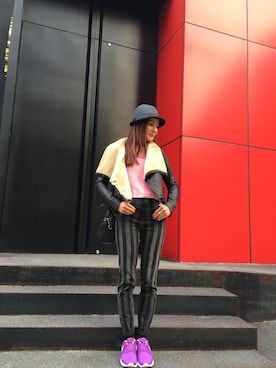 「SLY（スライ）のアイテム（ムートンコート）」を使った、rach@さん（レディース・170cm）の秋コーディネート
