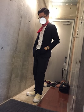 「SHIPS JET BLUE（シップスジェットブルー）のアイテム（バンダナ/スカーフ）」を使った、shogo.sさん（メンズ・161cm）の春コーディネート