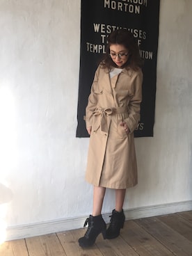 「アイテム（トレンチコート）」を使った、木野園子さん（レディース・160cm・20代）の冬コーディネート