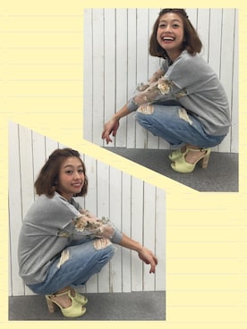 「Heather（ヘザー）のアイテム（デニムパンツ）」を使った、木野園子さん（レディース・160cm）の冬コーディネート