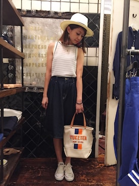 「flower（フラワー）のアイテム」を使った、木野園子さん（レディース・160cm）の夏コーディネート