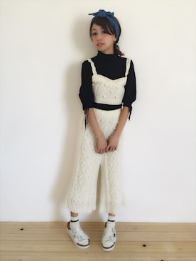 「アイテム（ヘアバンド）」を使った、木野園子さん（レディース・160cm）の夏コーディネート