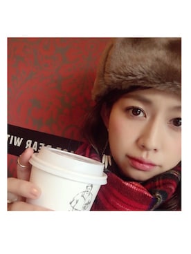 「Casselini（キャセリーニ）のアイテム（キャップ）」を使った、木野園子さん（レディース・160cm）の冬コーディネート
