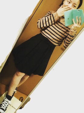 「CONVERSE（コンバース）のCONVERSE / CVS ALL STAR HI（スニーカー、ブラック系）」を使った、miyuphocoさん（レディース・145cm）の秋コーディネート