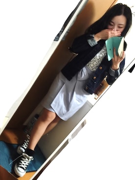 「Apuweiser-riche（アプワイザーリッシェ）のアイテム（スカート、ブルー系）」を使った、miyuphocoさん（レディース・145cm）の春コーディネート