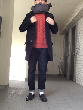 「無印良品（ムジルシリョウヒン）のアイテム（ダッフルコート）」を使った、ゆうゆうさん（メンズ・173cm）の冬コーディネート