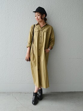 「マリン」｜「アイテム（シャツワンピース）」を使った、furukimiさん（レディース・158cm）の秋コーディネート