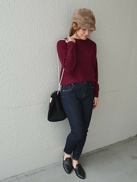 「liflattie ships（リフラティ シップス）のアイテム（ニット/セーター）」を使った、furukimiさん（レディース・158cm）の秋コーディネート