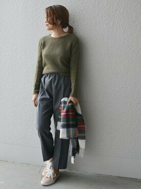 「liflattie ships（リフラティ シップス）のアイテム（ニット/セーター）」を使った、furukimiさん（レディース・158cm）の冬コーディネート