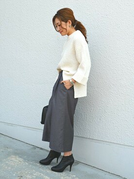 「liflattie ships（リフラティ シップス）のアイテム（ニット/セーター）」を使った、furukimiさん（レディース・158cm）の秋コーディネート