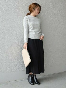 「liflattie ships（リフラティ シップス）のアイテム（ニット/セーター）」を使った、furukimiさん（レディース・158cm）の冬コーディネート
