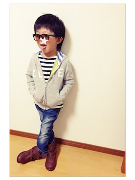 「アイテム（ブーツ）」を使った、ueda sさん（キッズ・110cm）の秋コーディネート