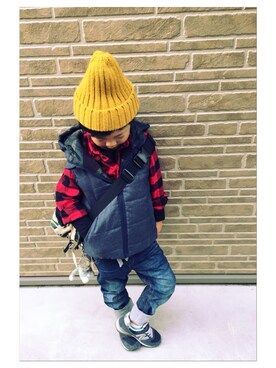 「5歳」｜「アイテム（ダウンベスト）」を使った、ueda sさん（キッズ・110cm）の秋コーディネート