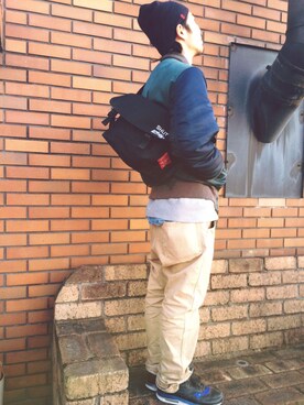 「Alpha Industries（アルファインダストリーズ）のアイテム（ミリタリージャケット）」を使った、内野 大悟さん（メンズ・177cm）の冬コーディネート