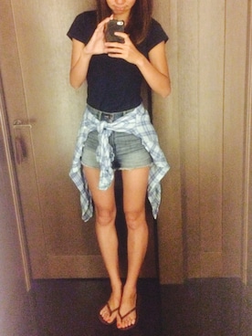 「Abercrombie&Fitch（アバークロンビーアンドフィッチ）のアイテム（サンダル）」を使った、sese228さん（レディース・157cm）の夏コーディネート