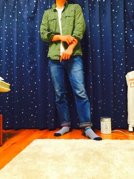 「Eddie Bauer（エディーバウアー）のアイテム（デニムジャケット）」を使った、わっかんびーさん（メンズ・172cm）の春コーディネート