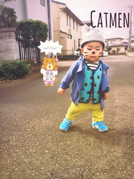 「LAGOM（LAGOM）のアイテム（帽子）」を使った、Shoutaro さん（メンズ・80cm）の秋コーディネート