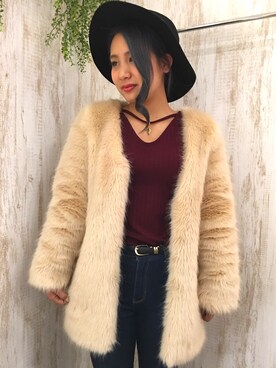 「SpRay（スプレイ）のアイテム（ノーカラージャケット）」を使った、SpRay横浜VIVREさん（レディース・159cm）の秋コーディネート
