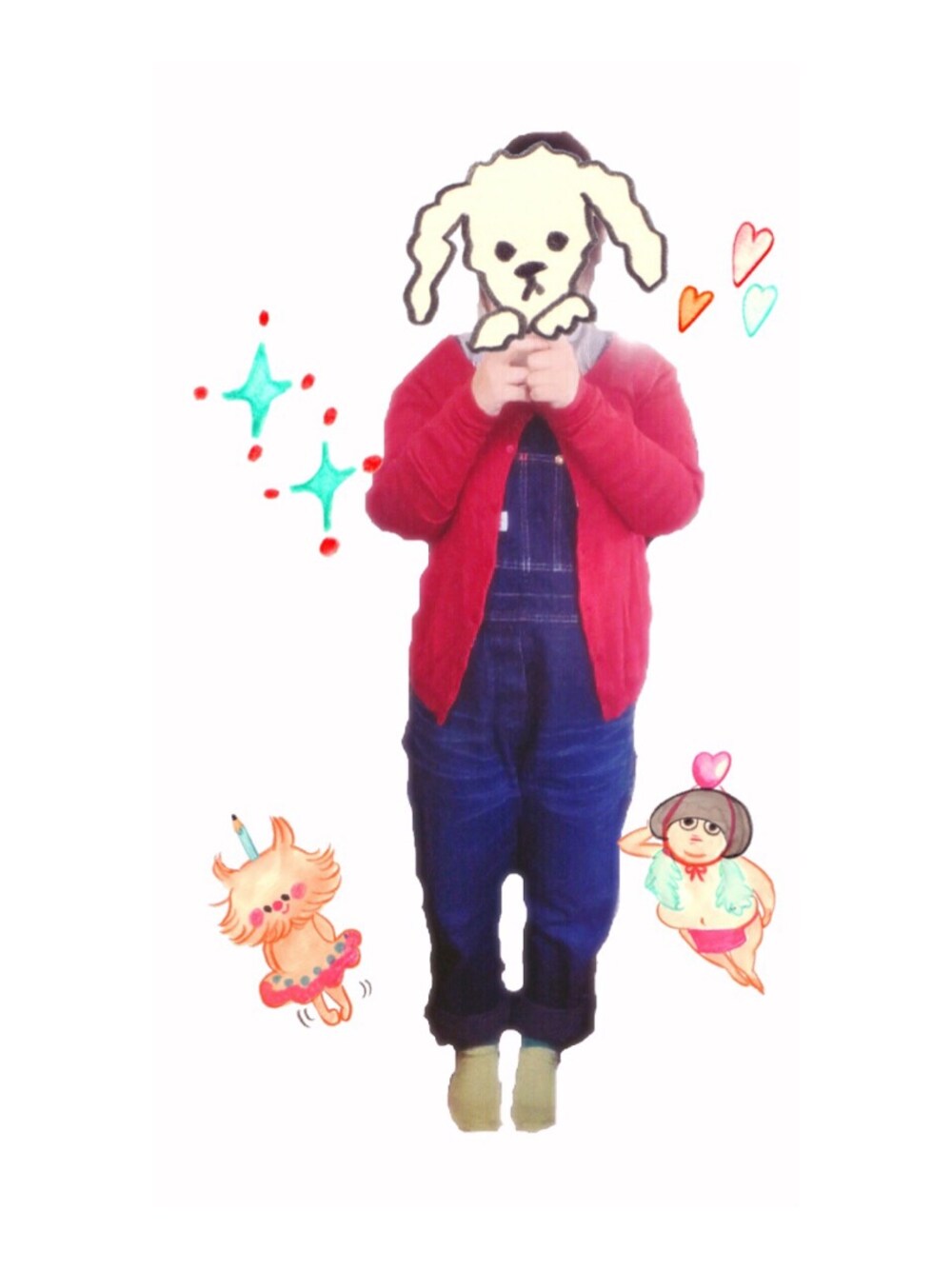 「BEAMS BOYのアイテム（サロペット/オーバーオール、ブルー系）」を使った、ぬるすけさん（レディース・155cm）の冬コーディネートの1枚目の写真