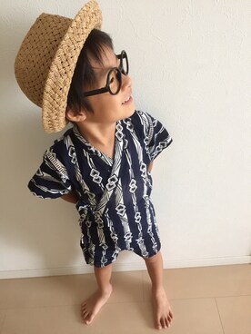 「部屋撮り」｜「アイテム（浴衣）」を使った、hayu＊さん（キッズ・110cm）の夏コーディネート