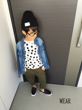 「ADPOSION（アドポーション）のアイテム（帽子）」を使った、hayu＊さん（キッズ・110cm）の秋コーディネート