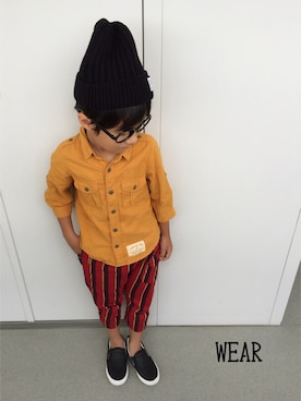 「ADPOSION（アドポーション）のアイテム（帽子）」を使った、hayu＊さん（キッズ・110cm）の秋コーディネート