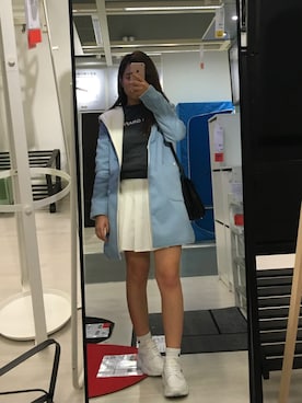 「アイテム（スーツスカート）」を使った、Kelly Lauさん（レディース・155cm）の春コーディネート